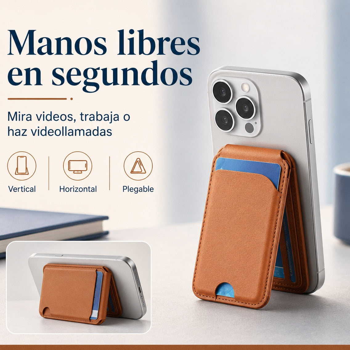 📱 Soporte magnético con tarjetero para iPhone 12, 13, 14, 15, 16 y 17