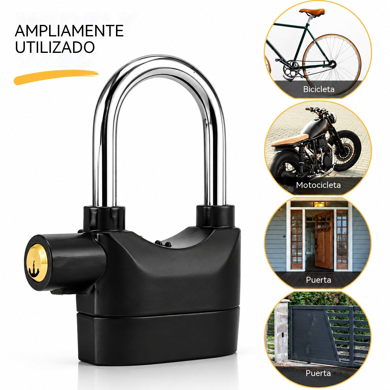 🔐🚨 Candado de Seguridad con Alarma de 110 dB – Protección Instantánea para Puertas, Portones y Trasteros