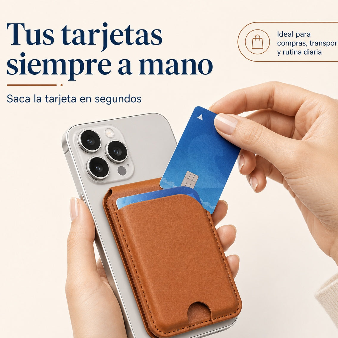 📱 Soporte magnético con tarjetero para iPhone 12, 13, 14, 15, 16 y 17
