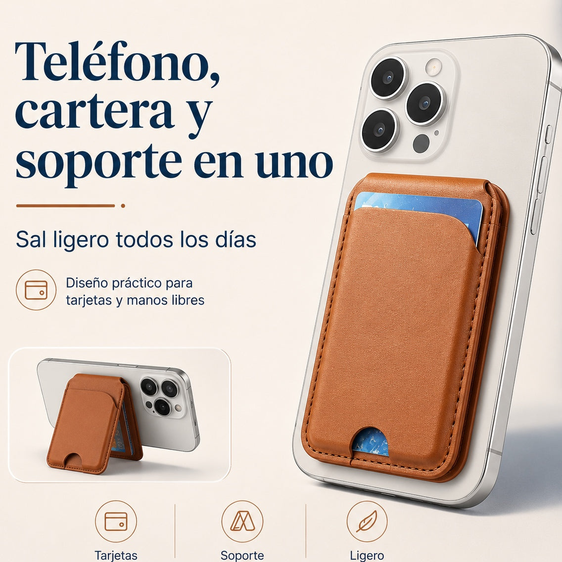 📱 Soporte magnético con tarjetero para iPhone 12, 13, 14, 15, 16 y 17