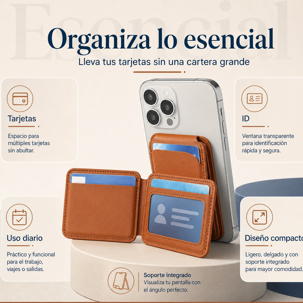 📱 Soporte magnético con tarjetero para iPhone 12, 13, 14, 15, 16 y 17