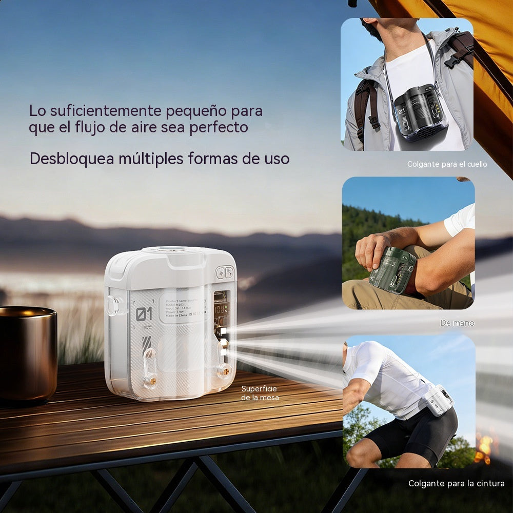 💨 Ventilador Portátil de Cintura Sin Manos | Refrigeración Personal con Luz LED y Batería Recargable 🔋