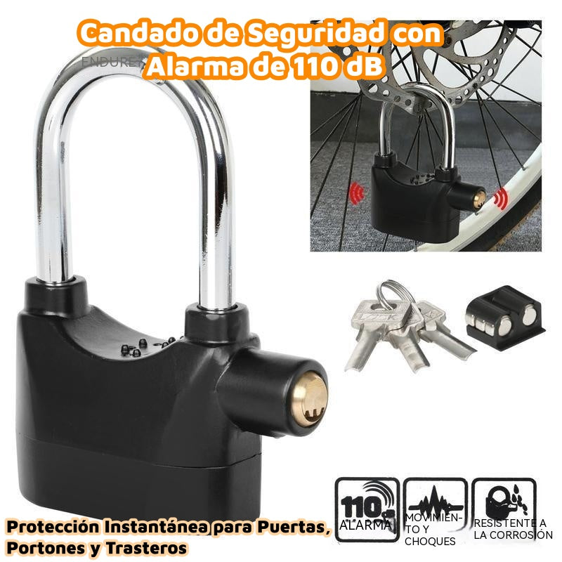 🔐🚨 Candado de Seguridad con Alarma de 110 dB – Protección Instantánea para Puertas, Portones y Trasteros