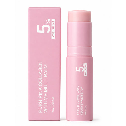 FLEXQW PDRN Pink Collagen Volume Multi Balm | All-in-One Volufiline, PDRN & NAD Stick | Firming Care for Under Eyes, Neck, Forehead, Smile Lines & Lips