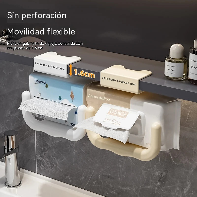 Soporte de pañuelos sin taladro para debajo del armario – ¡orden instantáneo en baño y cocina!
